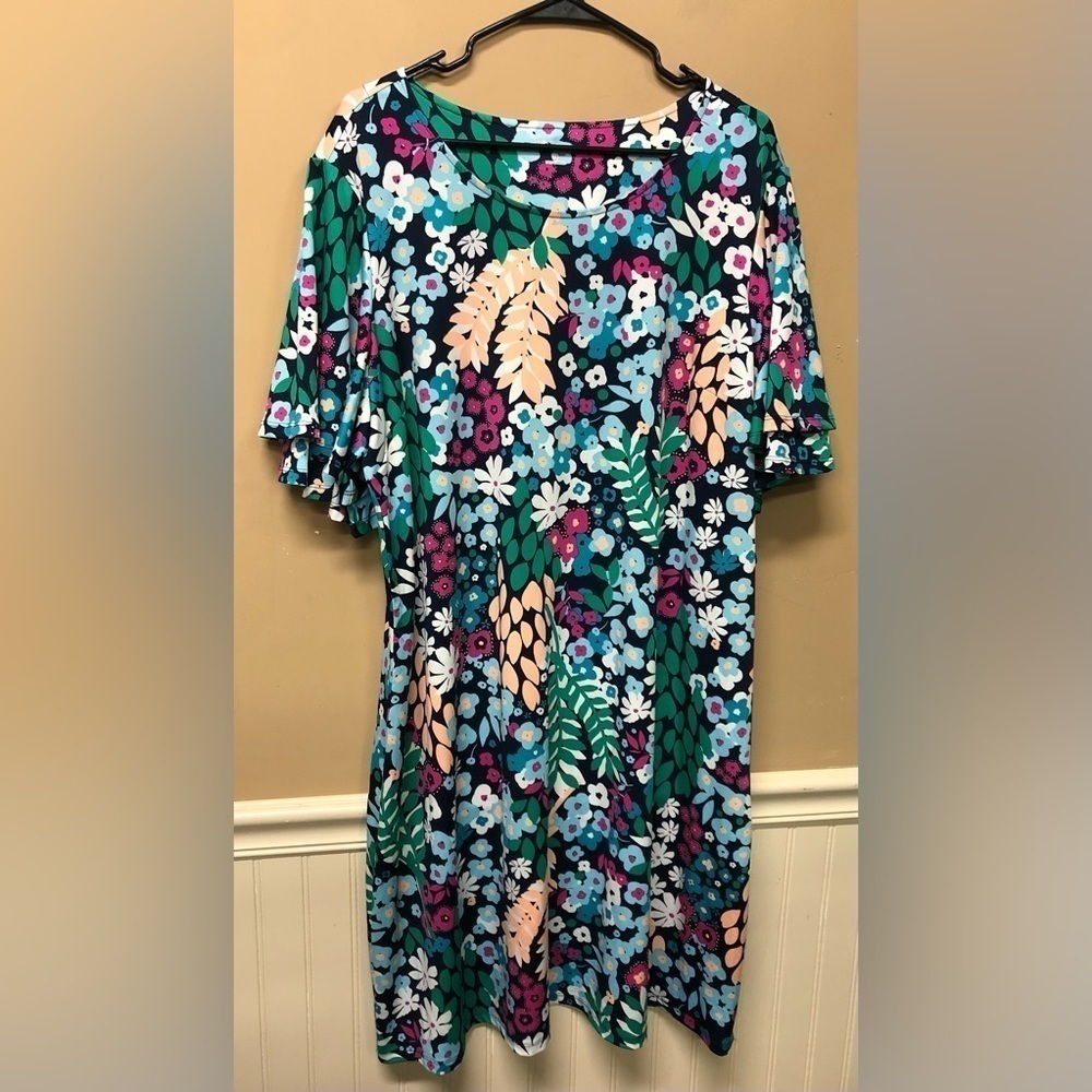 Kim Rogers Curvy Floral Print Dress Size 1X NWT